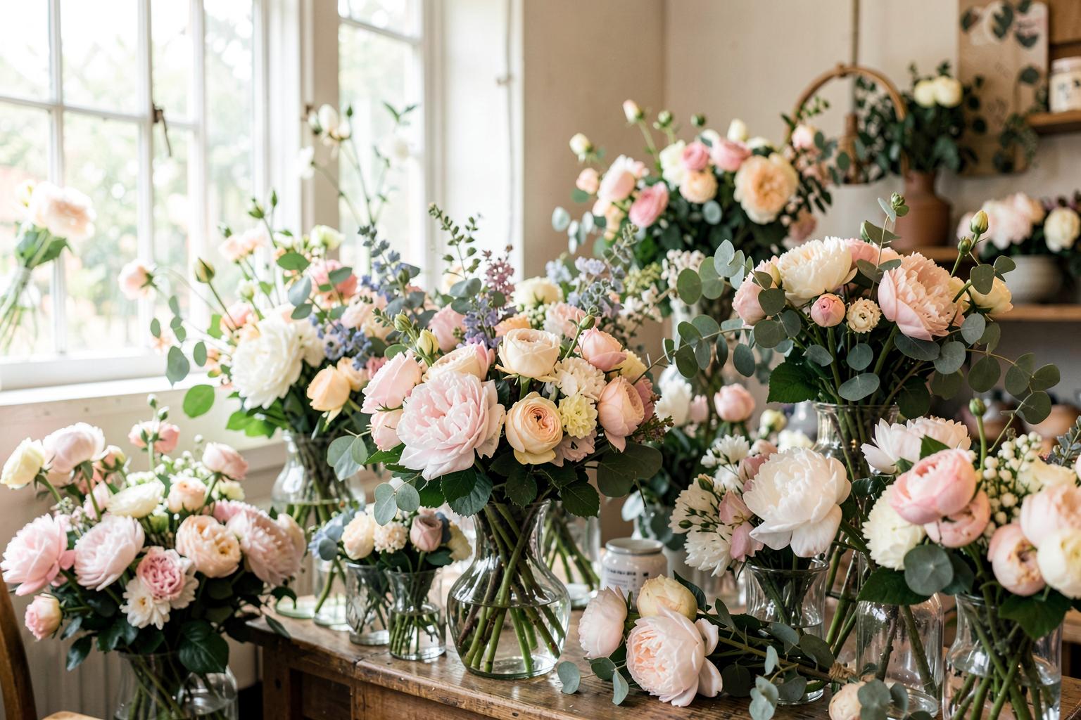 Bouquets de fleurs fraîches dans une boutique de fleuriste